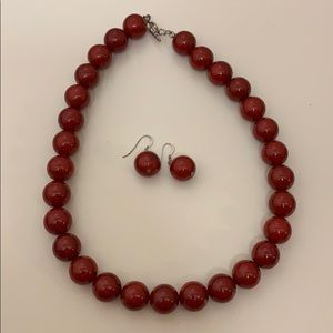 Candy Apple Red necklace and earrings set